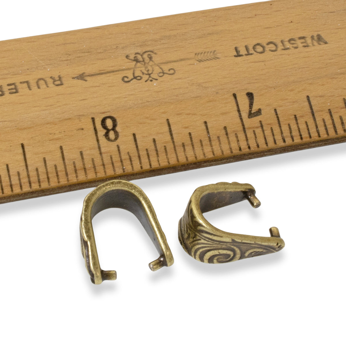 Antique Brass Large Jardin Pendant Pinch Bails 4-Pack Jewelry Connectors