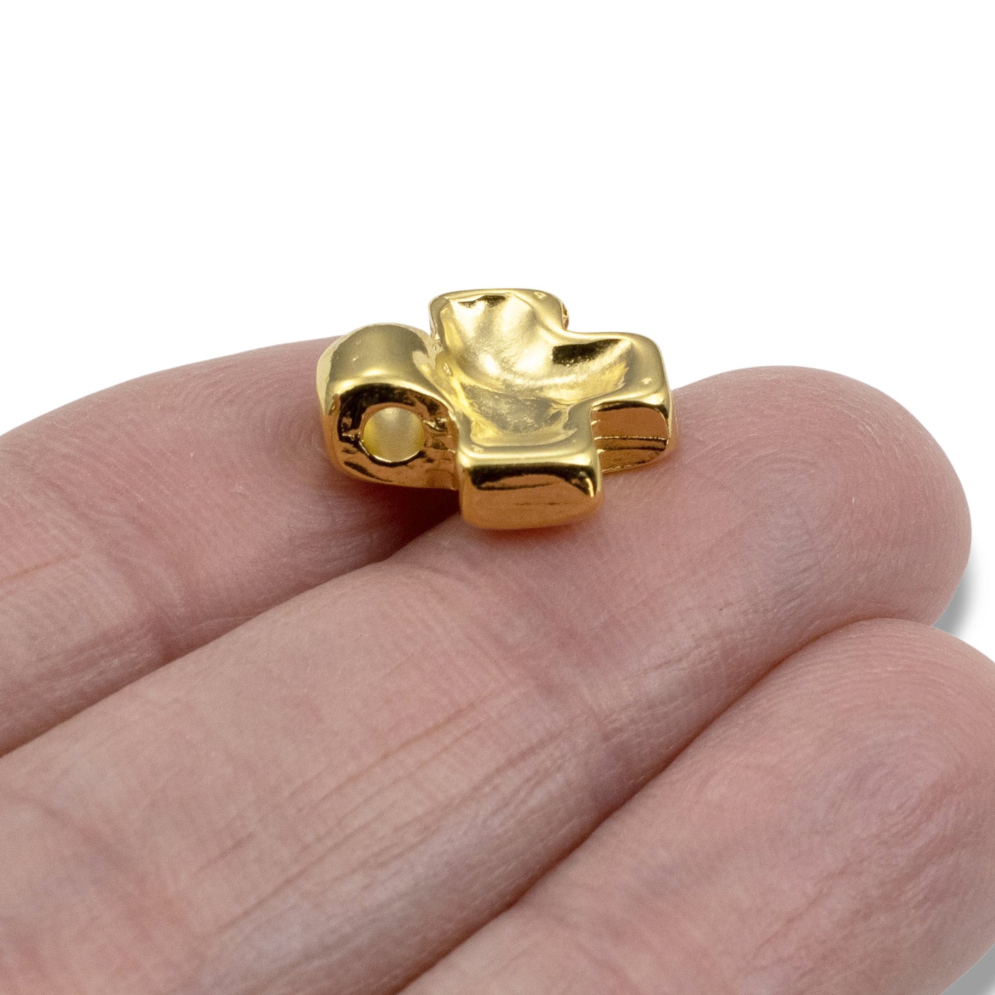 Gold Cross Pendants: 24K Plated 15mm Textured Religious Charm Christian Jewelry 2Pcs