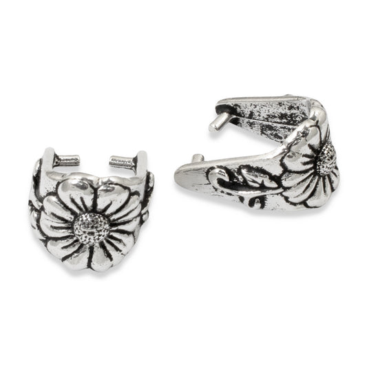 2 Silver Blossom Pinch Bails - TierraCast Vintage Style Pendant Holder - Easy to Use - Secure Necklace Bails