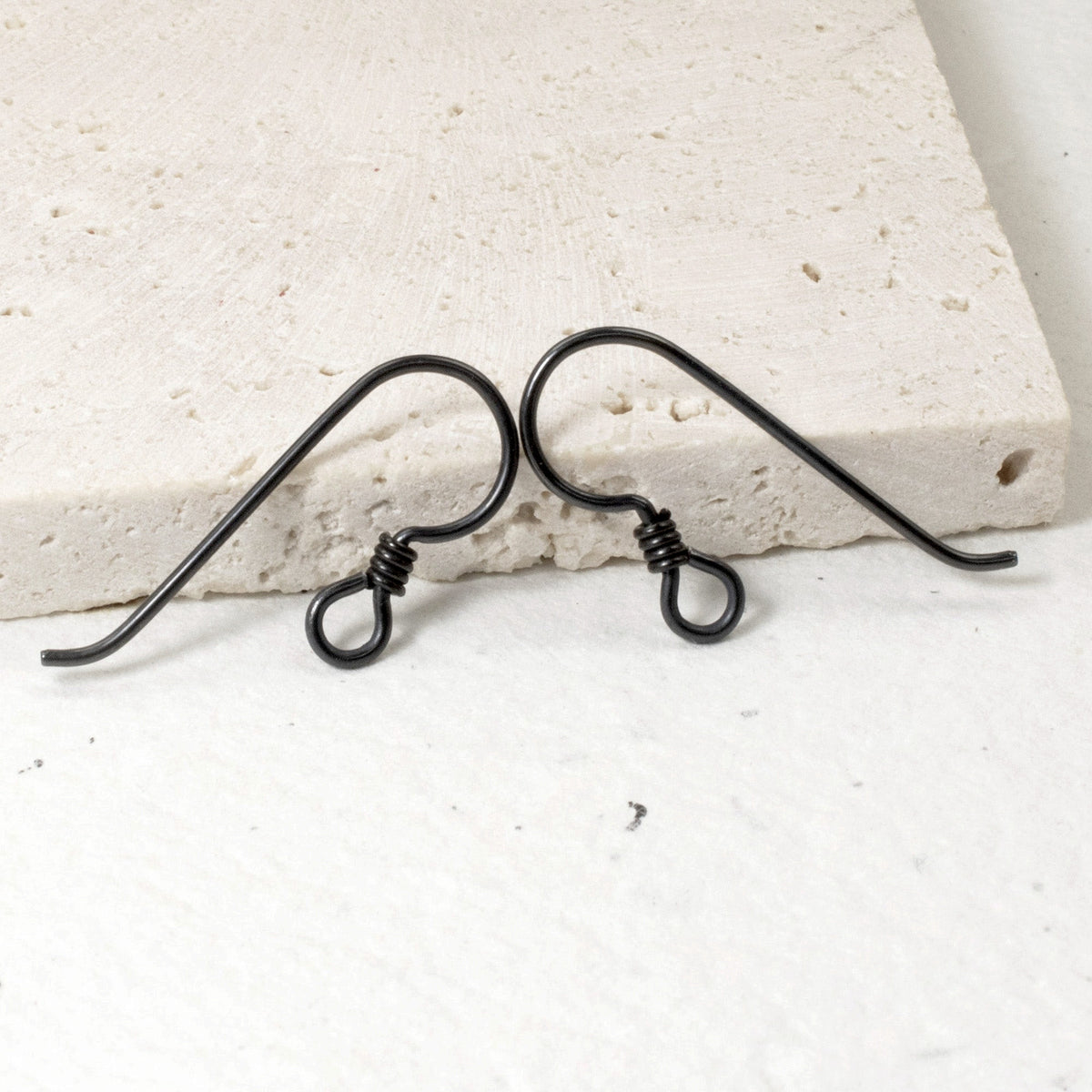 Black Niobium Ear Wires with Coil Accent, 4-Pack Hypoallergenic Earring Hooks, USA Made
