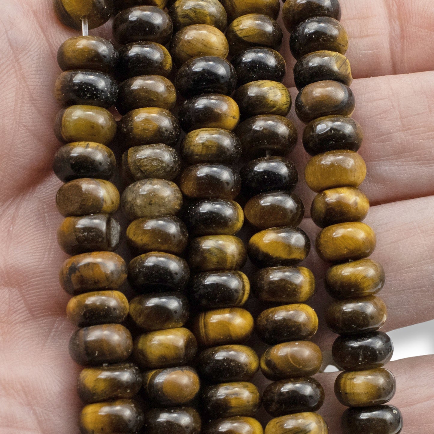 Tiger's Eye Beads, Rondelle 5mm x 8mm, Golden Brown Gemstone Strand, 78Pcs