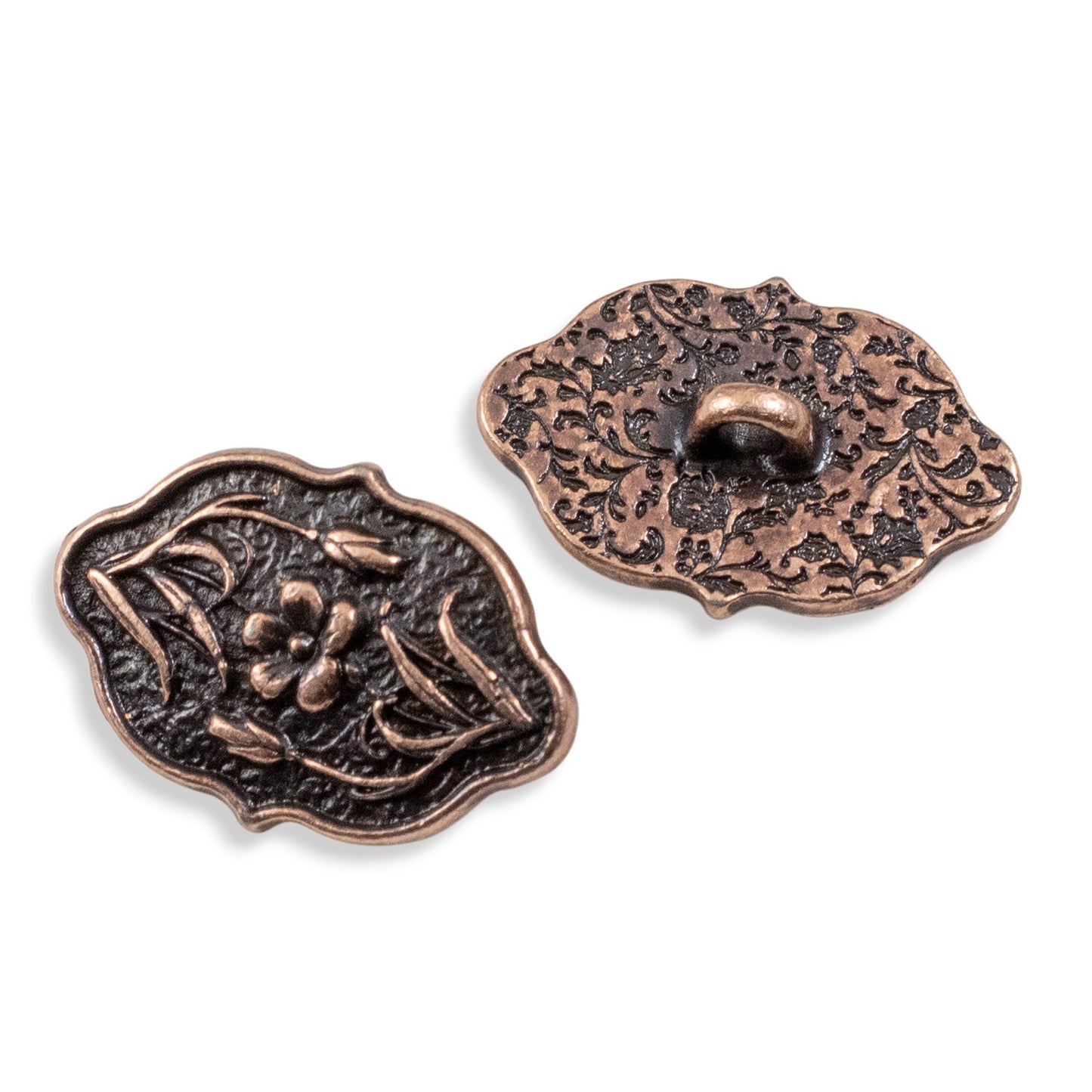 Copper Flower Button Clasp: Antique Copper Leather Cord Closure 2-Pack