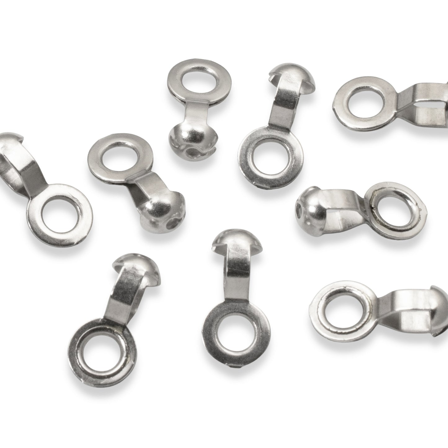 50 Nickel Plated Brass #6 Ball Chain Fan Pull Loop Connectors, Silver