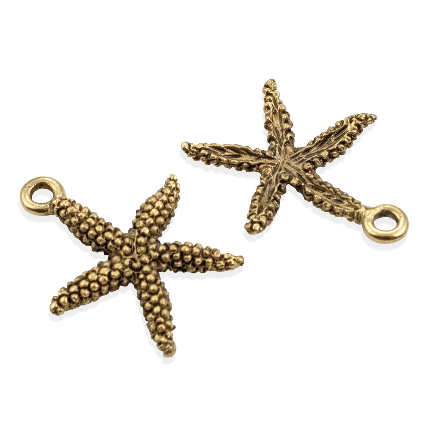 Starfish Charms: 2Pcs Antique Gold Pewter 20mm Beach Ocean Coastal Nautical Jewelry