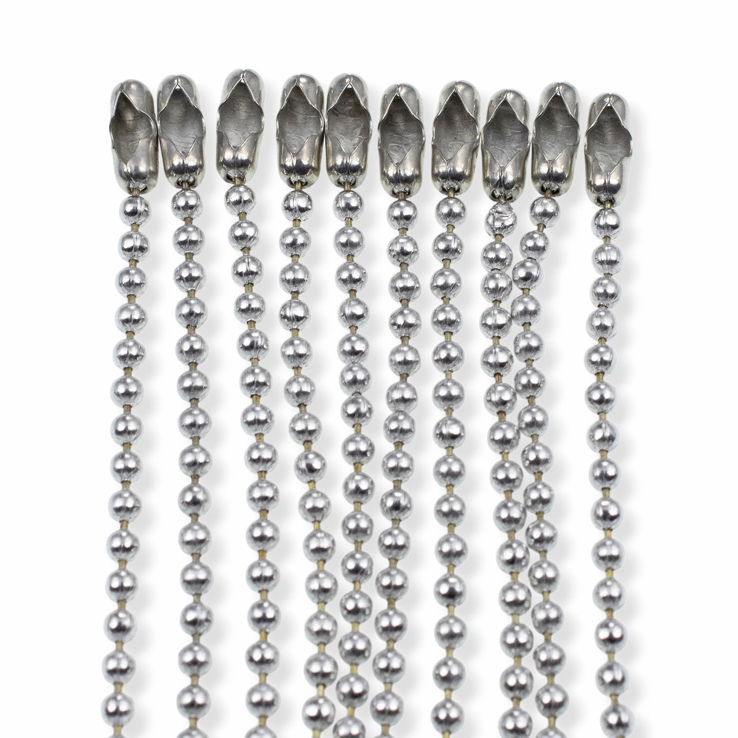 Aluminum Ball Chain Necklaces: 30 Inch Dog Tag Style Pendant Chain Silver 10-Pack