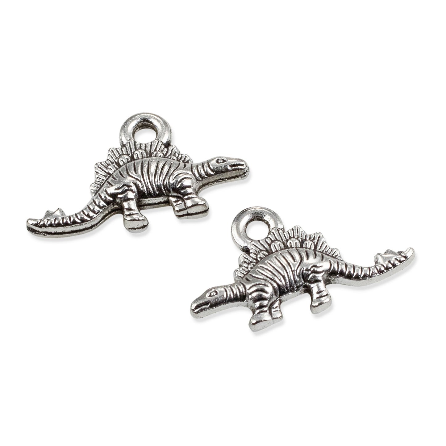 Tiny Dinosaur Charms 25-Pack, Antique Silver Metal Pendants, Whimsical Jewelry Supply