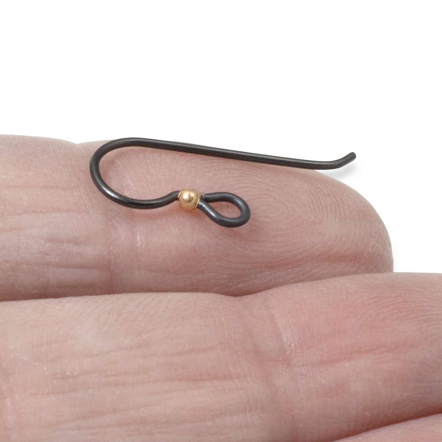 Hackberry Creek matte black niobium earring hooks with copper bead, hypoallergenic, 20 gauge, 8mm x 20mm, USA made