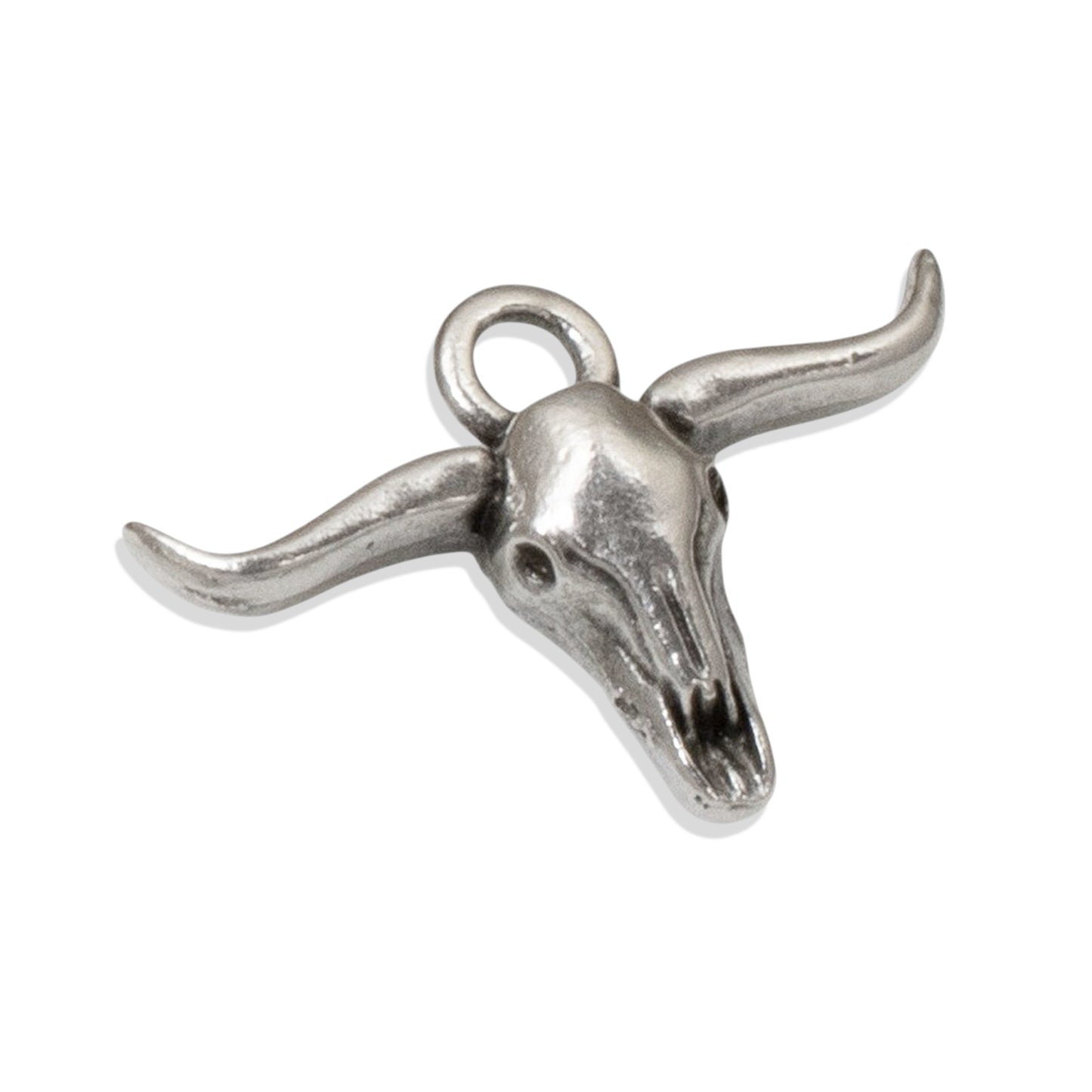 Hackberry Creek antique silver longhorn steer skull charm for southwestern boho jewelry making