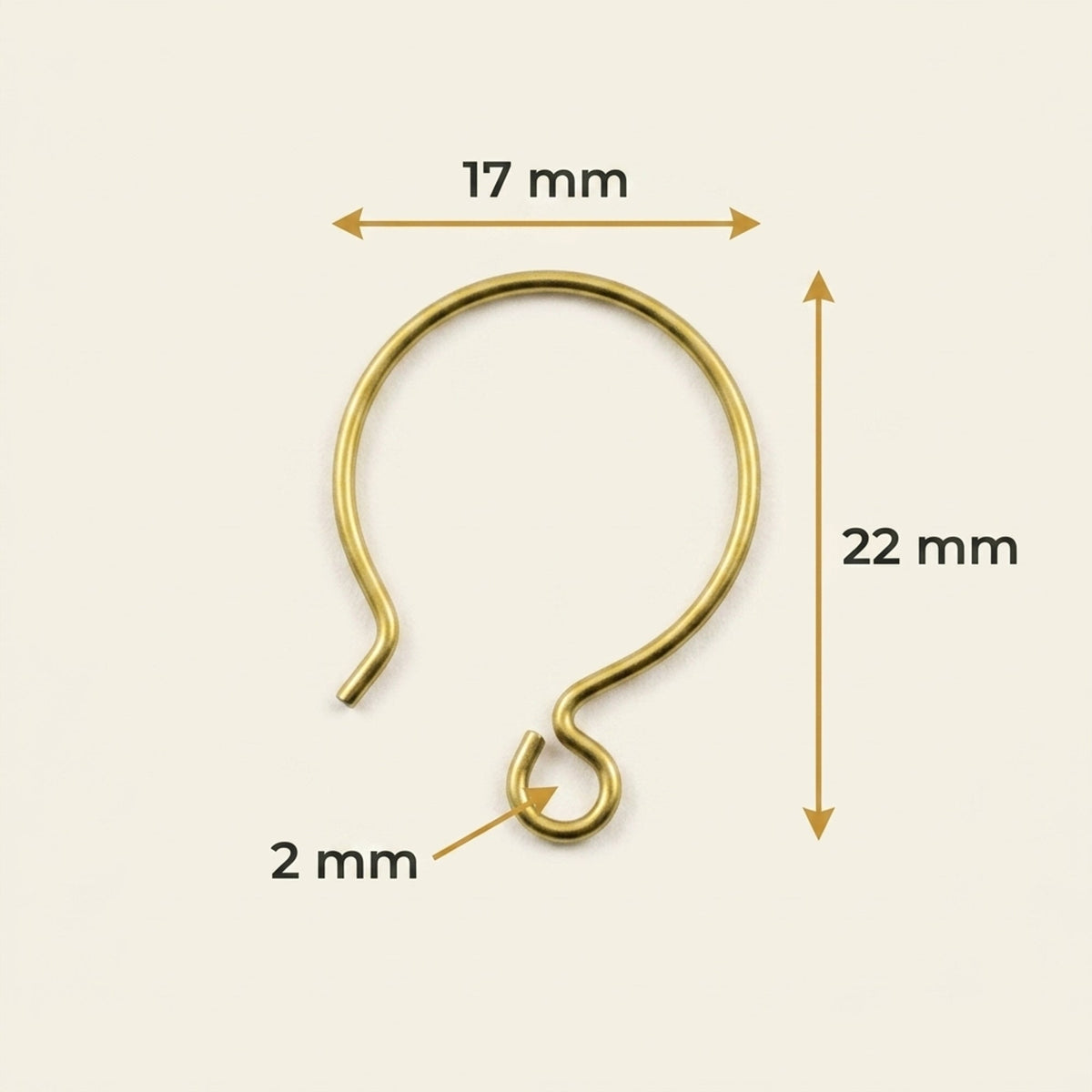Hackberry Creek yellow niobium circle hoop ear wire with 17mm diameter and 2mm loop for jewelry making