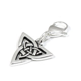 Silver Celtic Triangle Knot Clip On Charm, Purse, Pet Collar Jewelry