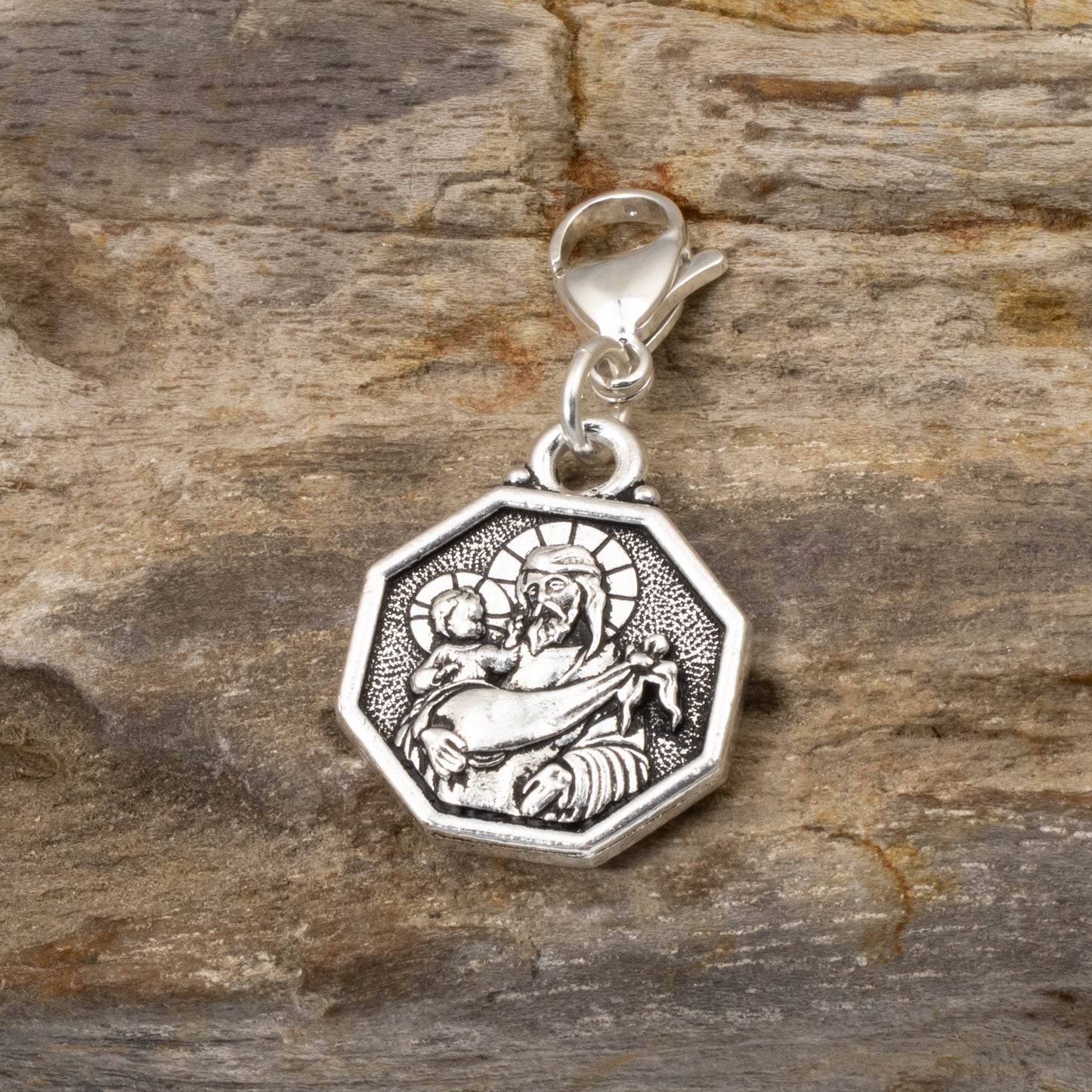 Silver St. Christopher Charm: Travel Protection Prayer Accessory for Bags, Jewelry, Unique Faith Gift