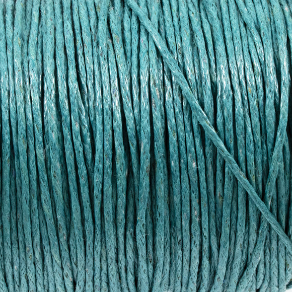 1mm Waxed Cotton Cord - Teal Blue Green - 70 Meters - Macrame & Beading String