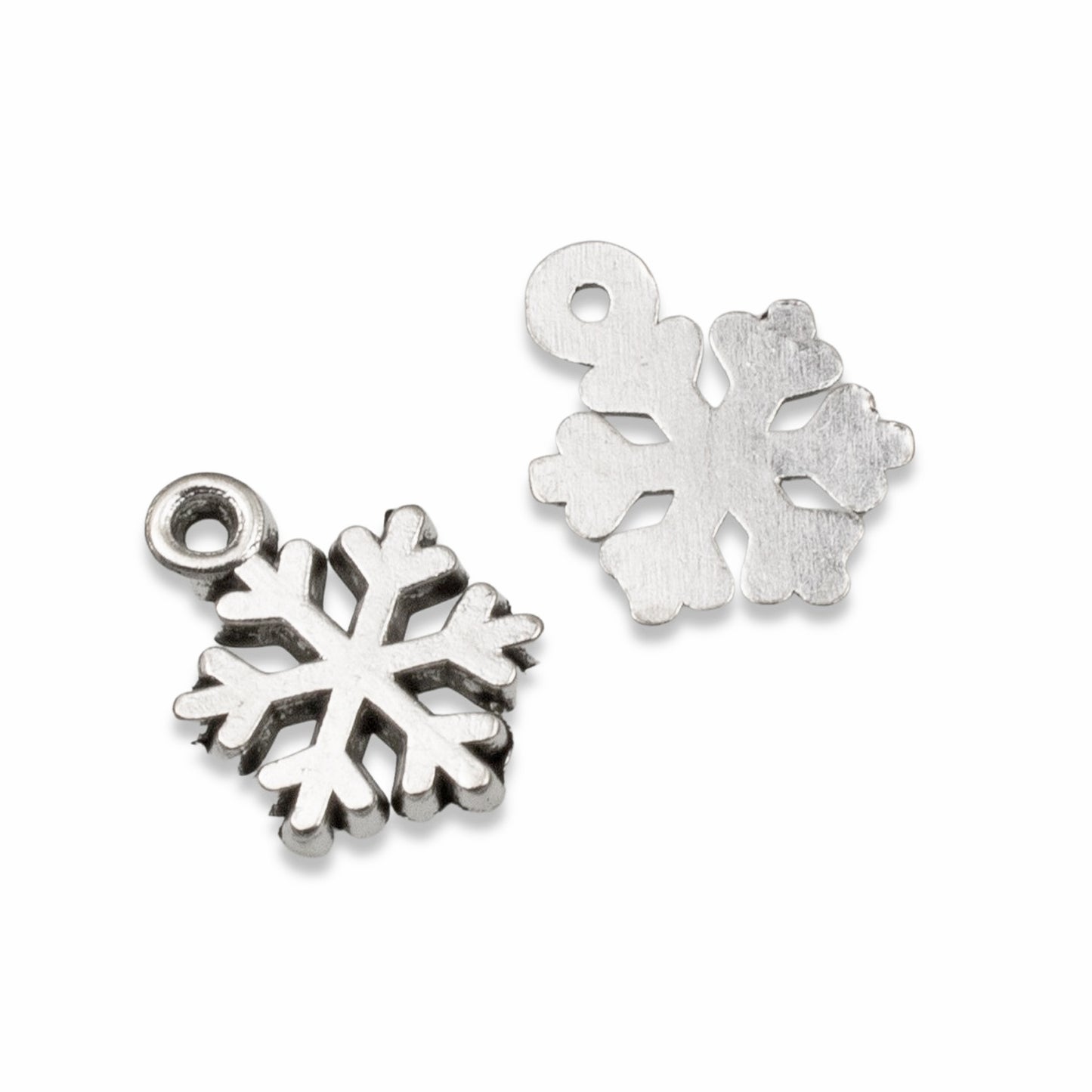 Mini Silver Snowflake Christmas Charms: 50-Pack Tiny Winter Holiday Pendants