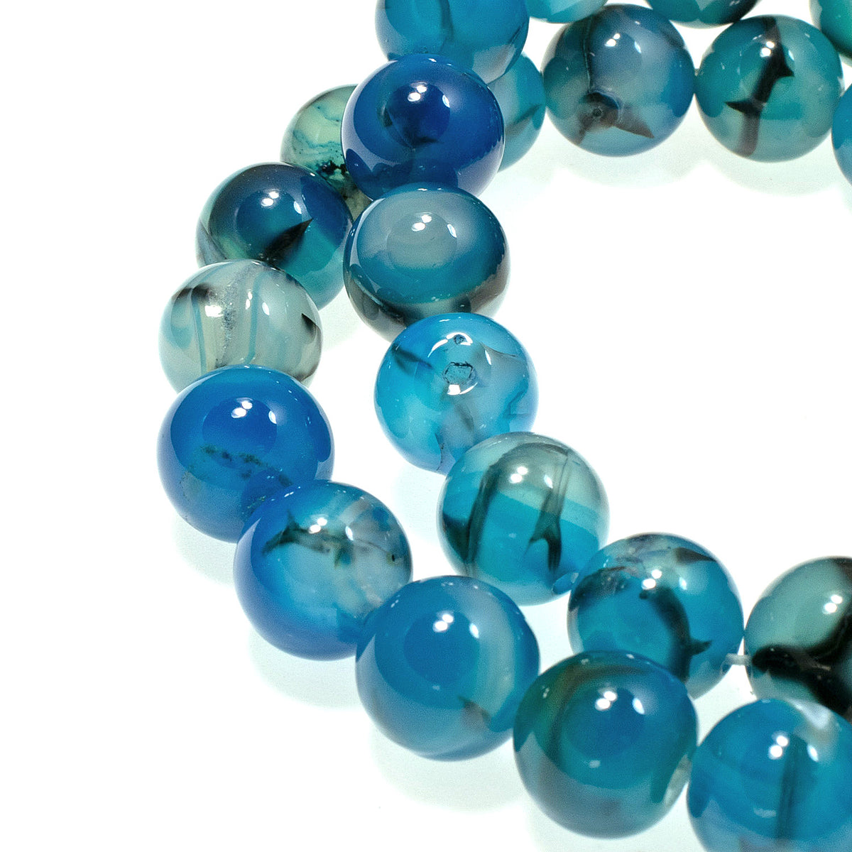 Natural Stripe Blue Agate Beads / Faceted Round Shape Beads / Healing –  Triveni Crafts