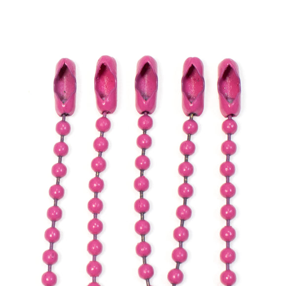 Pink Coated Steel Ball Chain Necklaces | #3 Dog Tag | 2.4mm 30