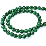 Striped Green Malachite Beads - 8mm Round Stone Beads - Eye-Catching Bead Strand
