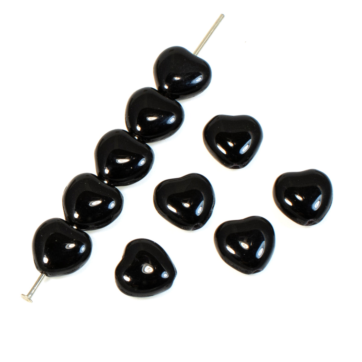 Black Dichroic Venetian Heart Beads 30mm Wholesale Venetian Glass