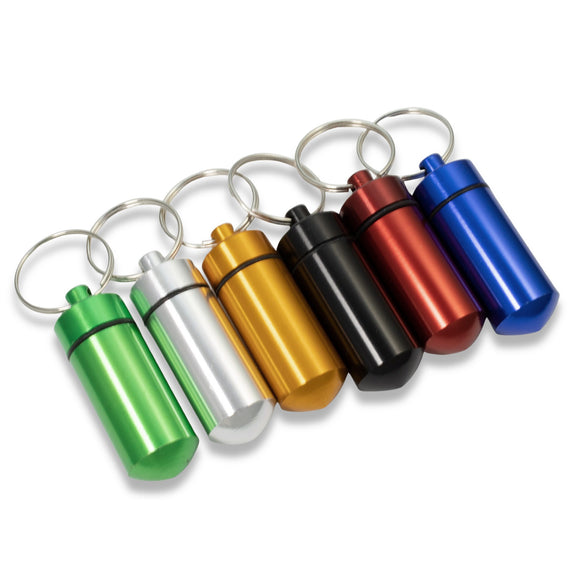 Key Chain Pill Holder - Mini Container - Aluminum Vial - Portable Pill Holder - Medication Keychain - Set of 6