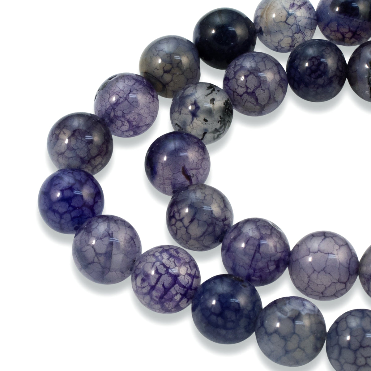 10mm Dragon Vein Agate Beads in Oceanic Aqua Blue | Hackberry Creek