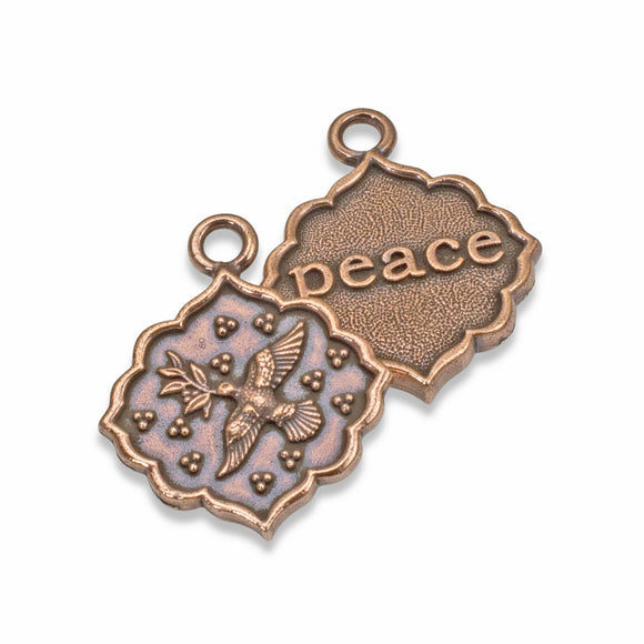 2 Copper Peace Dove Pendants, TierraCast Symbolic Charms for DIY Jewelry Making
