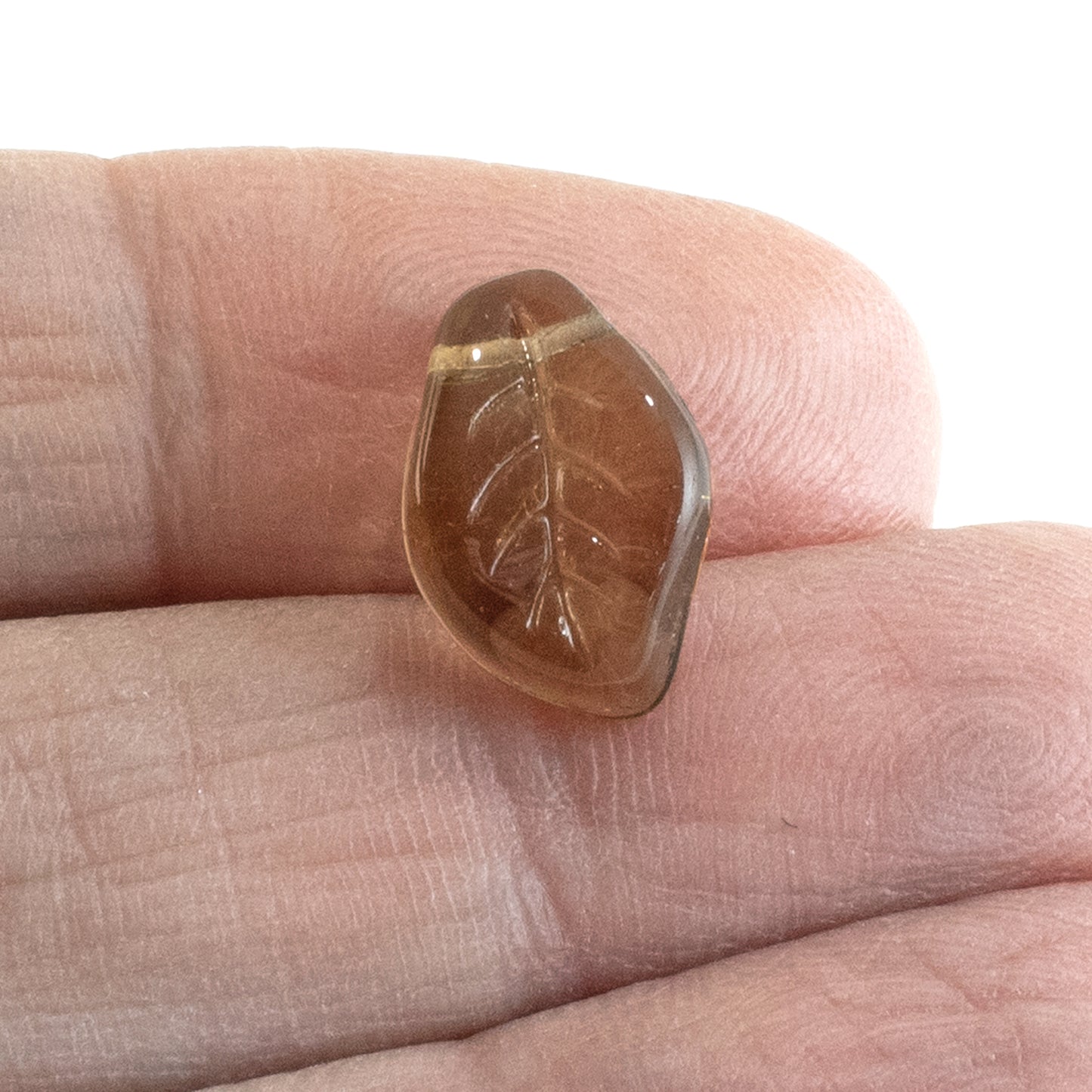 Smoked Topaz Czech Glass Fall Leaf Beads 25-Pack, Autumn Wedding Crafts, Thanksgiving Jewelry, Nature Inspired