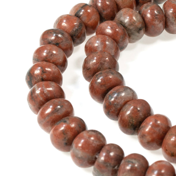 Red Sesame Jasper Rondelle Beads - 5x7mm Natural Stone Beads - Jewelry Making
