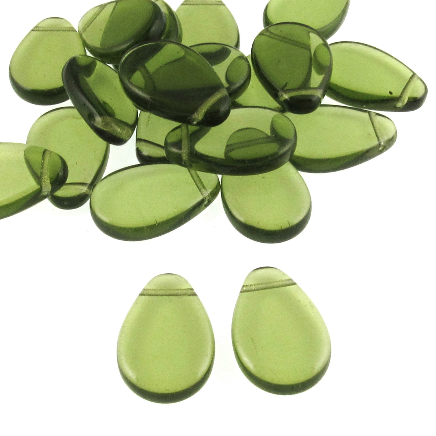 olive green flat teardrop beads