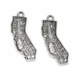 20 Silver State Of California Charms, Metal USA Pendant for DIY Jewelry