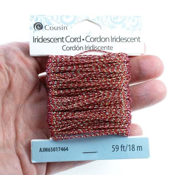 Iridescent Red & Green Crafting Cord - 1mm Polyester Non-Elastic Holiday Thread