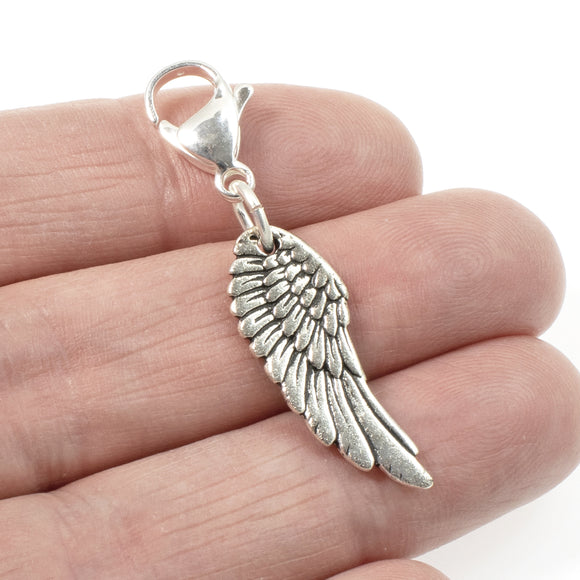 Silver Wing Clip On Charm, Versatile Accessory for Purses and Keychains