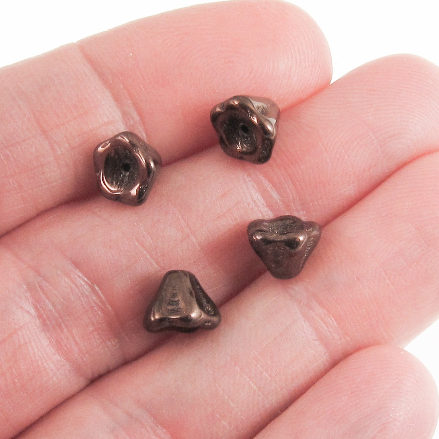25 Dark Bronze Bell Flower Beads - Czech Glass 6x8mm - DIY Jewelry Making