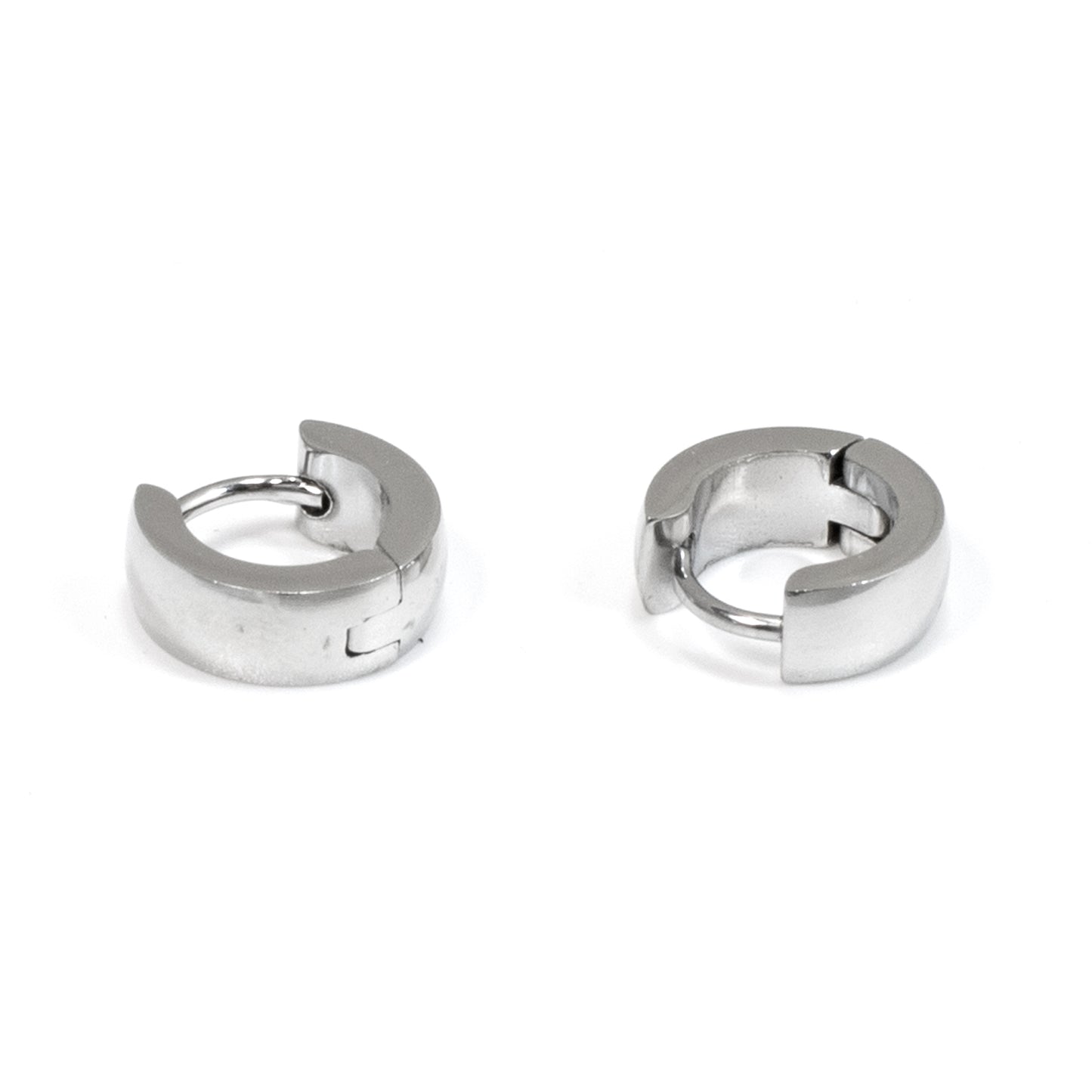 Sleek Unisex Stainless Steel Eternity Hoop Earrings with Snap Hinge - Everyday Minimalist Jewelry