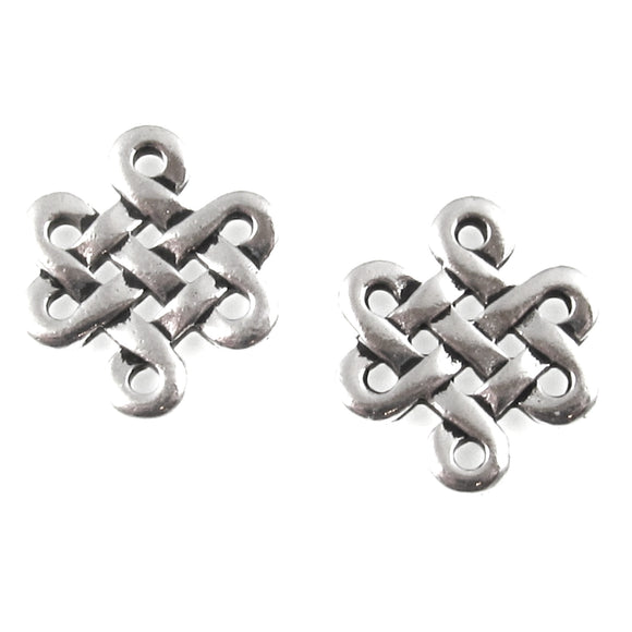 2 Silver Eternity Links, TierraCast Celtic Knot Connectors for DIY Jewelry Making