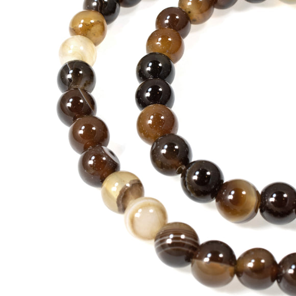 Brown Agate 6mm Round Gemstone Beads, Earthy Tones for DIY Jewelry Making