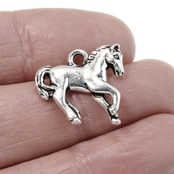 2 Horse Charms - Silver TierraCast Galloping Yearling - Western Jewelry Charm