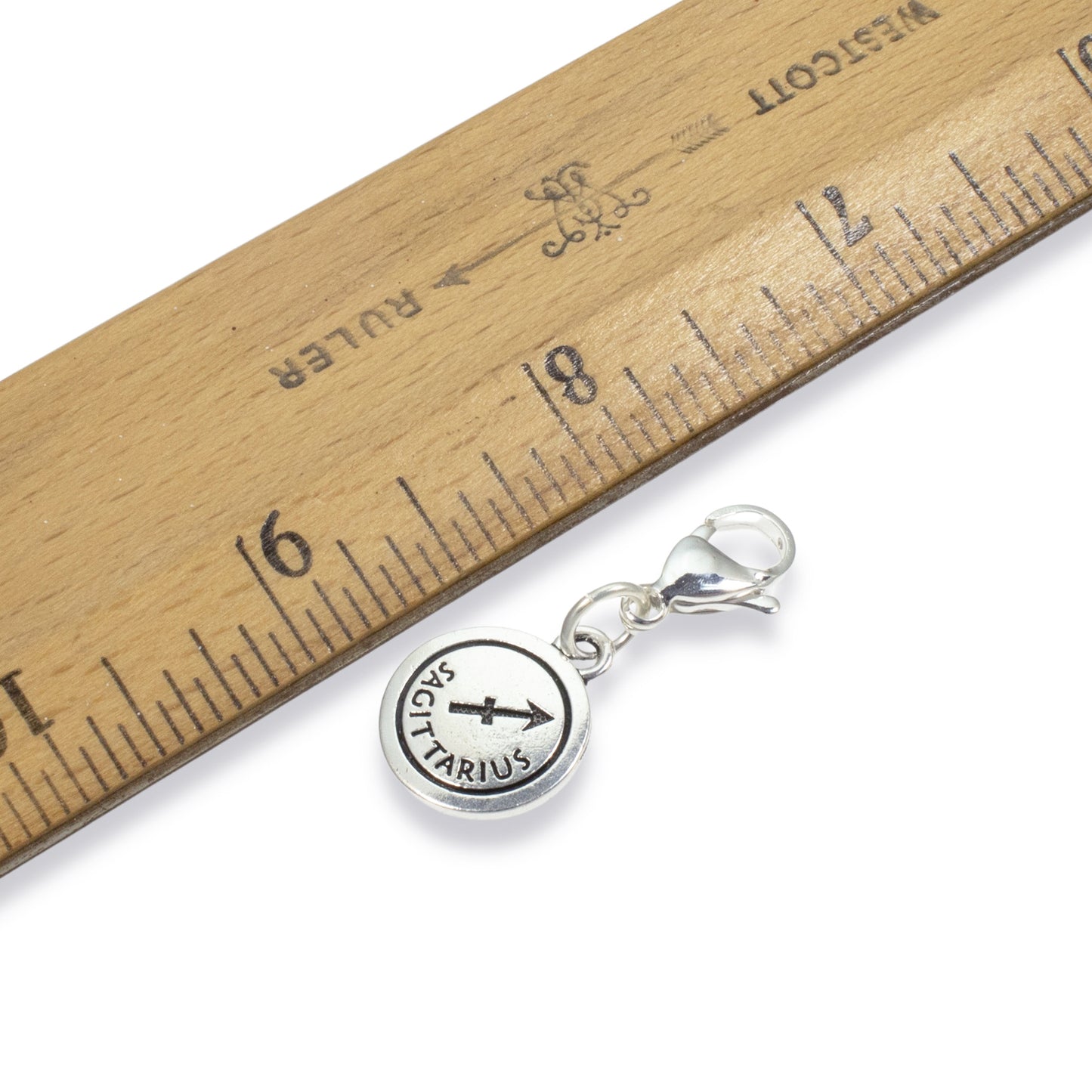 Silver Sagittarius Clip-on Charm, Astrology Zodiac The Archer + Lobster Clasp