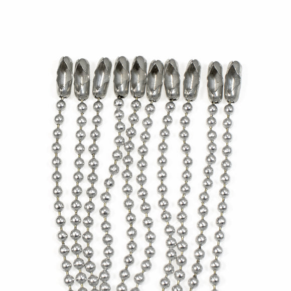 10-Pack Aluminum Ball Chain Necklaces | #3 Dog Tag | 2.4mm 30