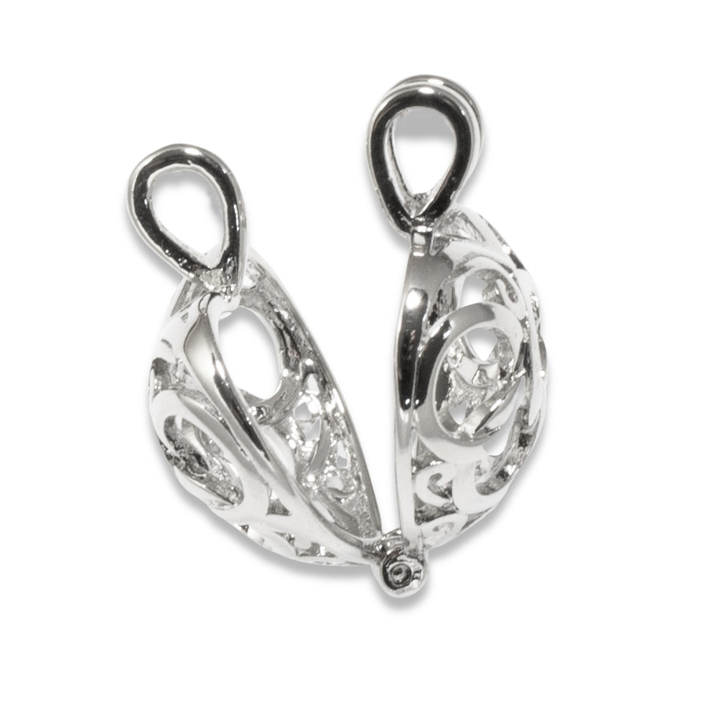 2 Pcs. Silver Heart Cage Pendants, Hollow Locket Charm, Aromatherapy Pendants