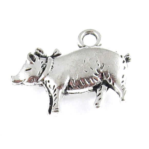 Silver Pig Charms