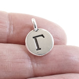 Silver Gamma Charms, TierraCast Pewter Round Greek Letters 2/Pkg