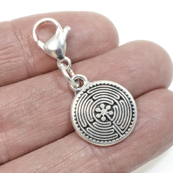 Labyrinth Clip-on Charm - Silver Maze Bag Charm - Handbag Accessory