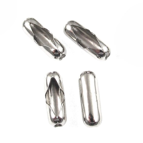 50-Pack Nickel Plated Brass #6 Ball Chain Connectors, Silver Couplings for Fan Pulls and Keychains