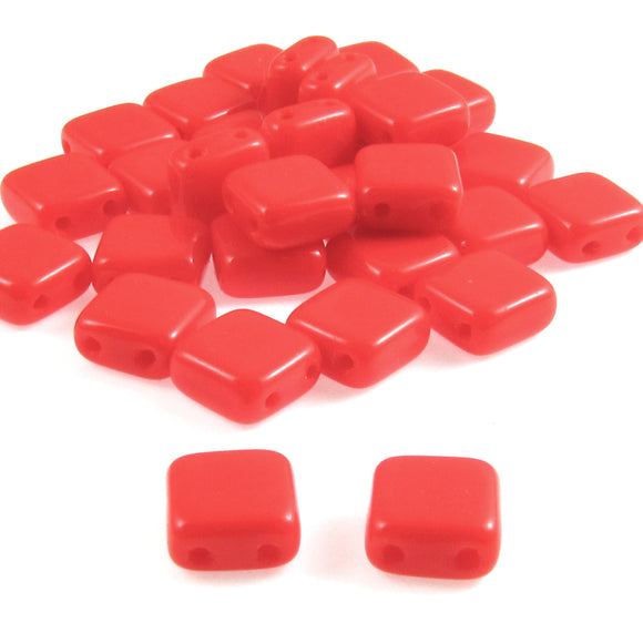 Coral Square Tile Beads