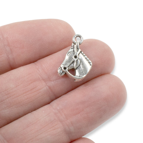 15 Silver Horse Charms, Western-Inspired Cowboy Rodeo Pendants for Handmade Jewelry