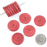 20mm Red Magnesite Turquoise Disk Beads