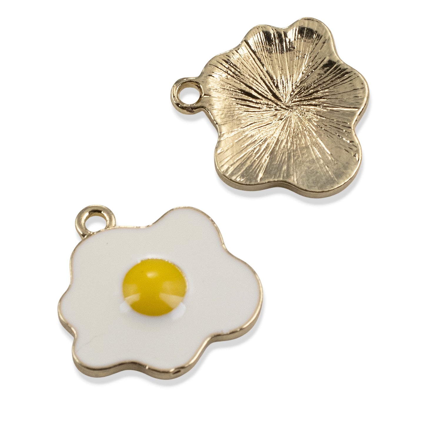 Enamel Fried Egg Charms 6-Pack, Metal Pendants, DIY Foodie Jewelry Making