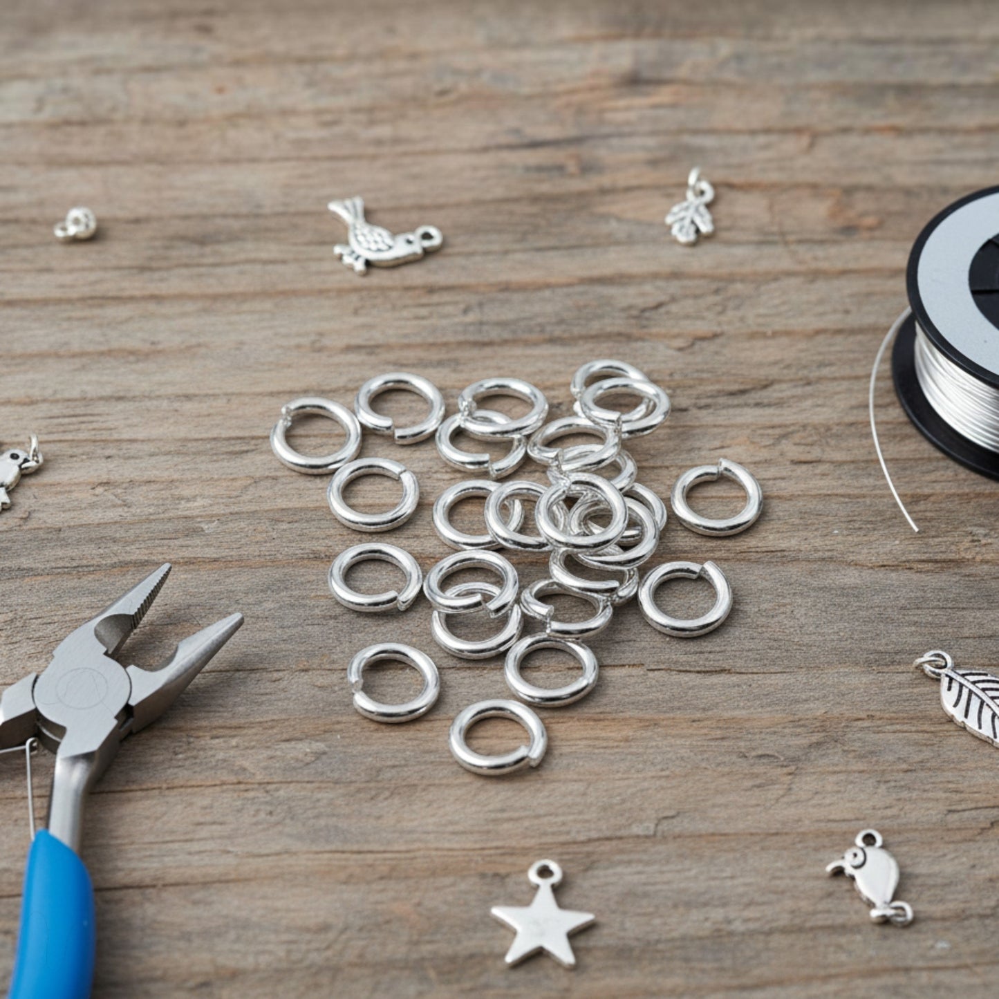 Heavy Duty Round Jump Rings, Bright Silver 304 Stainless, 8mm 15ga, 25-Pack