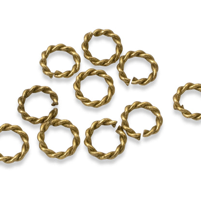 Antique Gold Rope Jump Rings: 10-Pack Mini Charm Necklace Connectors DIY Jewelry