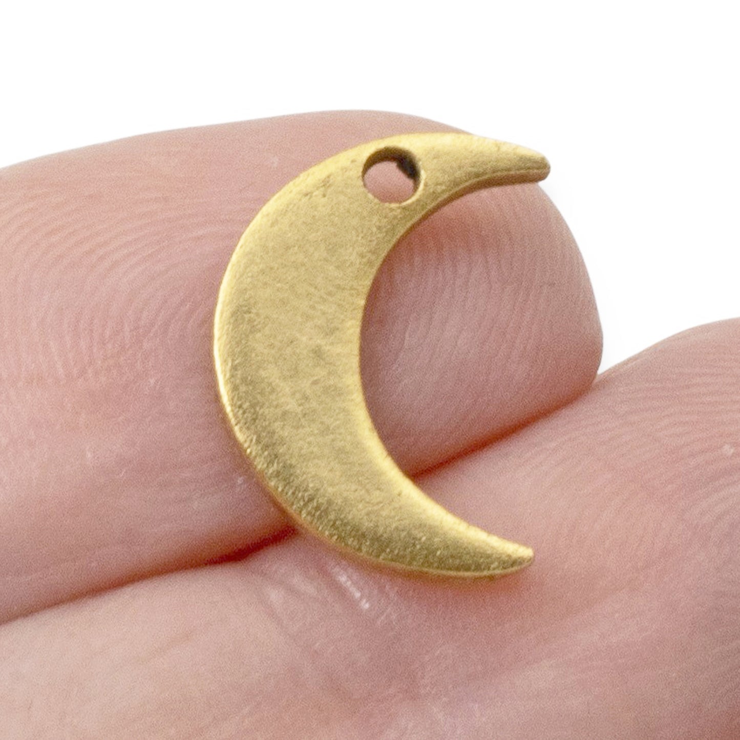 Celestial Gold Moon Charms, 2Pc 24k Plated Crescent Metal Stamping Flat Tags
