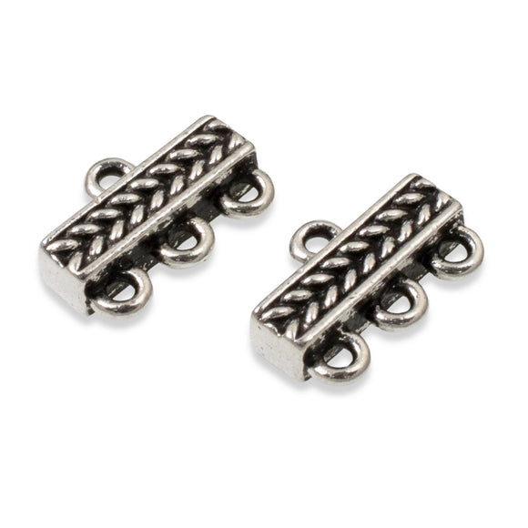 2 Pc Silver 3 to 1 Braided Links - Multi-Strand Connectors - TierraCast Pewter
